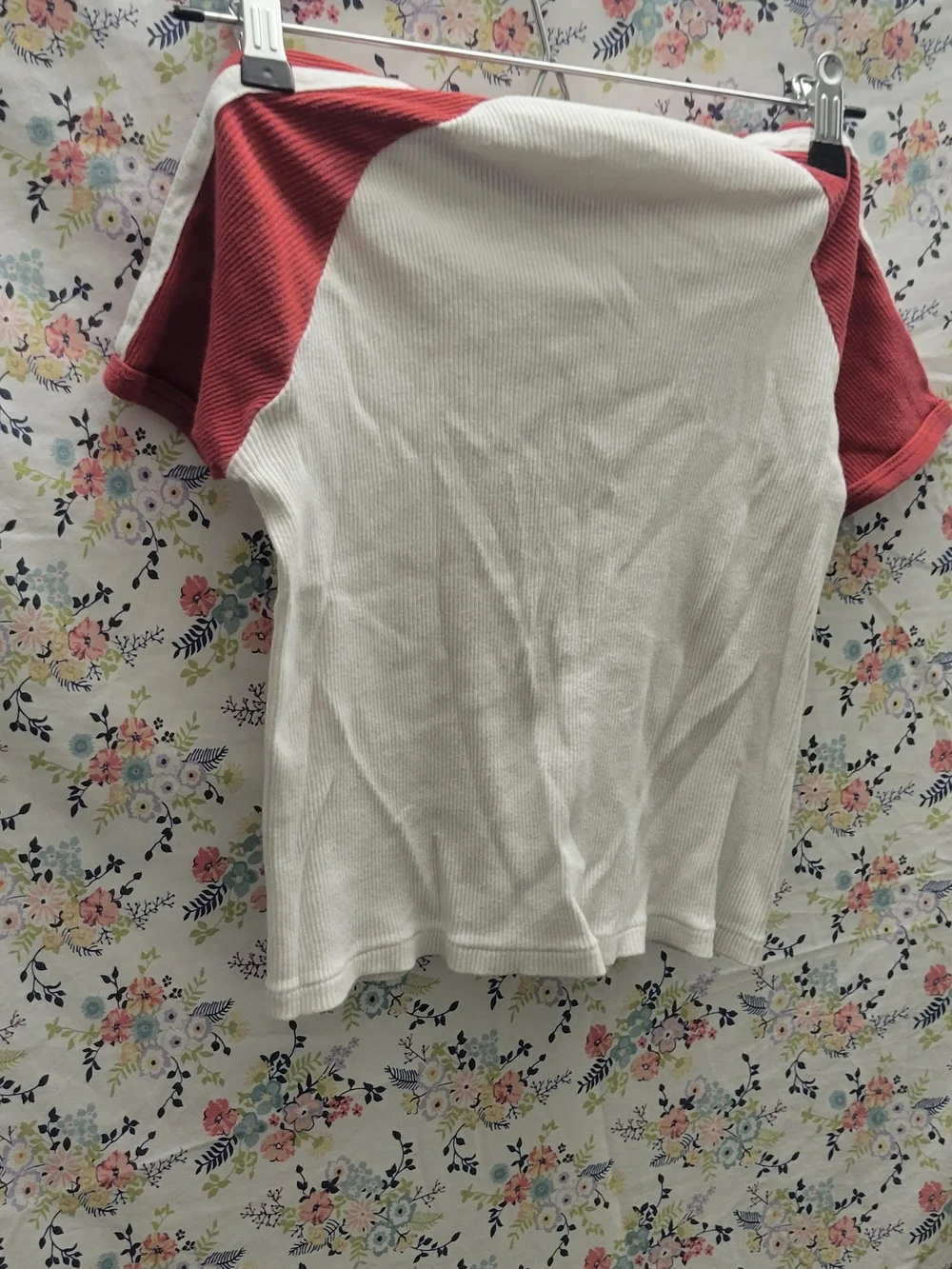 White & Red Crop Top with Embroidered Little Demon